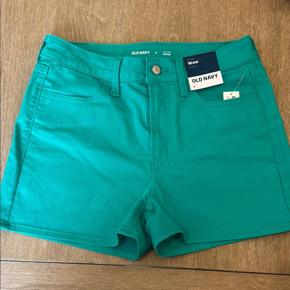 Old Navy Teal/Green Jean Shorts Mid-Thigh Casual